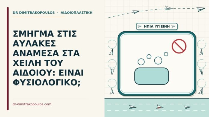 σμήγμα στις αύλακες ανάμεσα στα χείλη