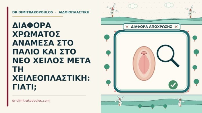 ΔΙΑΦΟΡΑ ΧΡΩΜΑΤΟΣ ΑΝΑΜΕΣΑ ΣΤΟ ΠΑΛΙΟ ΚΑΙ ΣΤΟ ΝΕΟ ΧΕΙΛΟΣ ΜΕΤΑ ΤΗ ΧΕΙΛΕΟΠΛΑΣΤΙΚΗ: ΓΙΑΤΙ; διαφορά χρώματος μετά τη χειλεοπλαστική