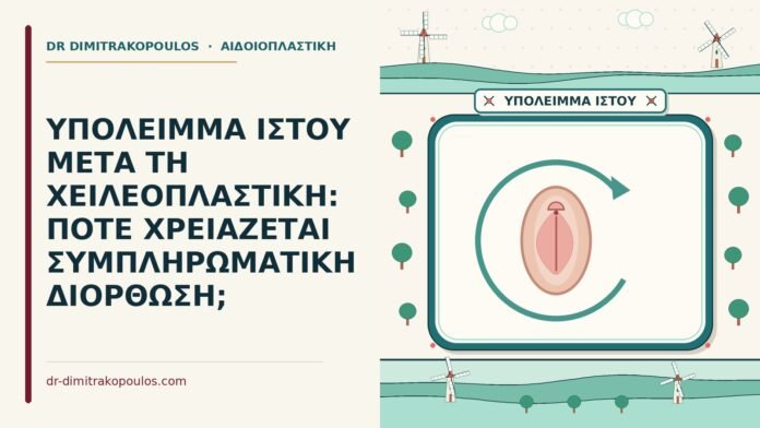 ΥΠΟΛΕΙΜΜΑ ΙΣΤΟΥ ΜΕΤΑ ΤΗ ΧΕΙΛΕΟΠΛΑΣΤΙΚΗ: ΠΟΤΕ ΧΡΕΙΑΖΕΤΑΙ ΣΥΜΠΛΗΡΩΜΑΤΙΚΗ ΔΙΟΡΘΩΣΗ; υπόλειμμα ιστού μετά τη χειλεοπλαστική