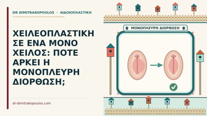 ΧΕΙΛΕΟΠΛΑΣΤΙΚΗ ΣΕ ΕΝΑ ΜΟΝΟ ΧΕΙΛΟΣ: ΠΟΤΕ ΑΡΚΕΙ Η ΜΟΝΟΠΛΕΥΡΗ ΔΙΟΡΘΩΣΗ; ένα μόνο χείλος