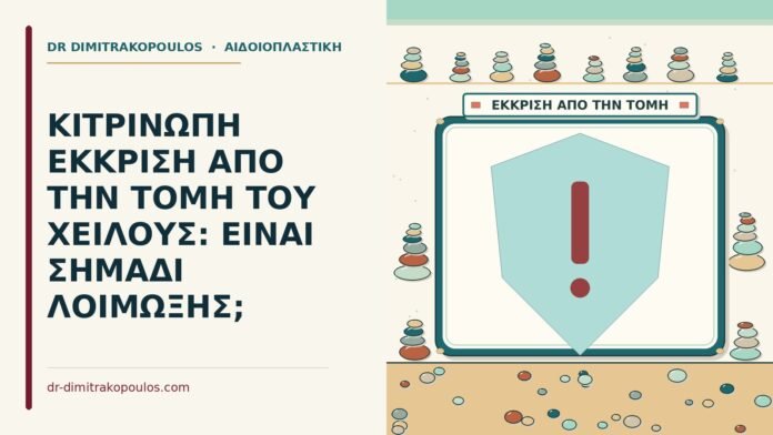 ΚΙΤΡΙΝΩΠΗ ΕΚΚΡΙΣΗ ΑΠΟ ΤΗΝ ΤΟΜΗ ΤΟΥ ΧΕΙΛΟΥΣ: ΕΙΝΑΙ ΣΗΜΑΔΙ ΛΟΙΜΩΞΗΣ; έκκριση