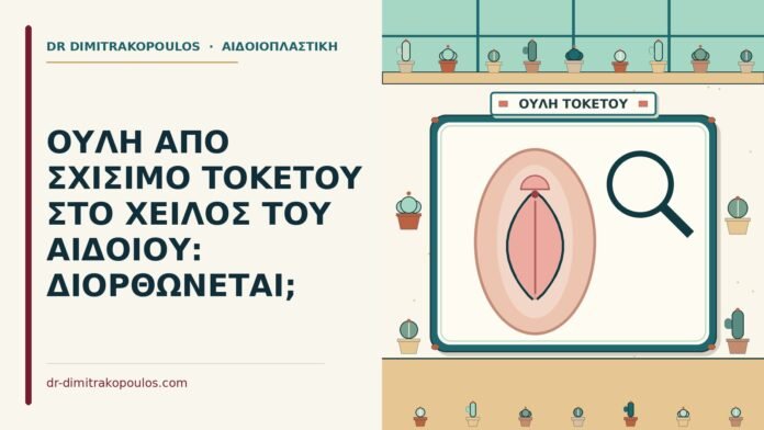 ΟΥΛΗ ΑΠΟ ΣΧΙΣΙΜΟ ΤΟΚΕΤΟΥ ΣΤΟ ΧΕΙΛΟΣ ΤΟΥ ΑΙΔΟΙΟΥ: ΔΙΟΡΘΩΝΕΤΑΙ; χείλος του αιδοίου