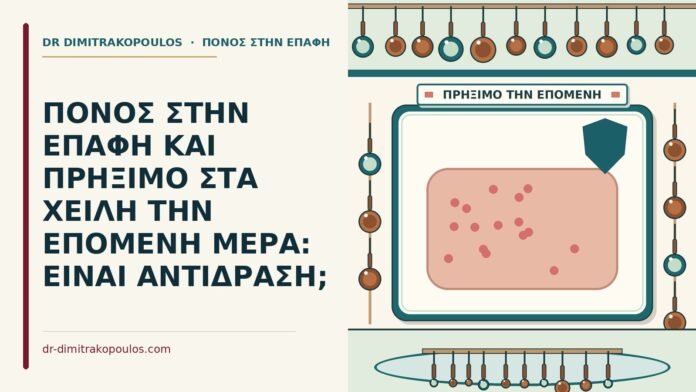 ΠΟΝΟΣ ΣΤΗΝ ΕΠΑΦΗ ΚΑΙ ΠΡΗΞΙΜΟ ΣΤΑ ΧΕΙΛΗ ΤΗΝ ΕΠΟΜΕΝΗ ΜΕΡΑ: ΕΙΝΑΙ ΑΝΤΙΔΡΑΣΗ; πρήξιμο στα χείλη