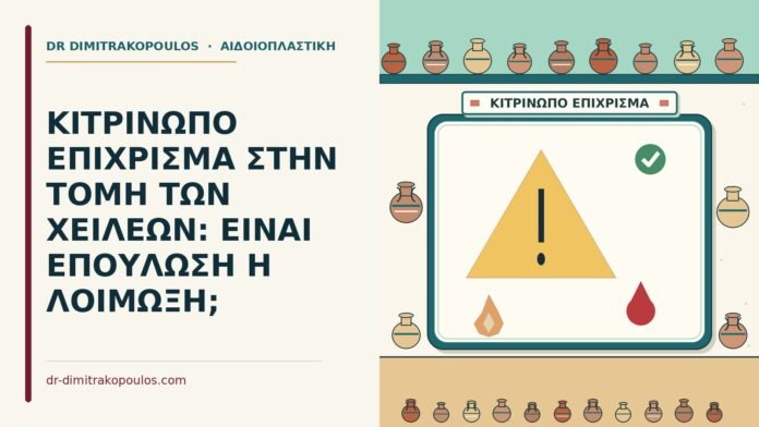 ΚΙΤΡΙΝΩΠΟ ΕΠΙΧΡΙΣΜΑ ΣΤΗΝ ΤΟΜΗ ΤΩΝ ΧΕΙΛΕΩΝ: ΕΙΝΑΙ ΕΠΟΥΛΩΣΗ Η ΛΟΙΜΩΞΗ; χειλέων