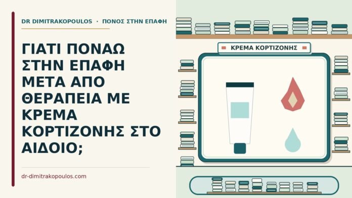 ΓΙΑΤΙ ΠΟΝΑΩ ΣΤΗΝ ΕΠΑΦΗ ΜΕΤΑ ΑΠΟ ΘΕΡΑΠΕΙΑ ΜΕ ΚΡΕΜΑ ΚΟΡΤΙΖΟΝΗΣ ΣΤΟ ΑΙΔΟΙΟ; κρέμα κορτιζόνης