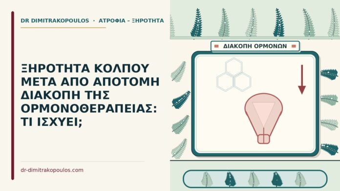 ΞΗΡΟΤΗΤΑ ΚΟΛΠΟΥ ΜΕΤΑ ΑΠΟ ΑΠΟΤΟΜΗ ΔΙΑΚΟΠΗ ΤΗΣ ΟΡΜΟΝΟΘΕΡΑΠΕΙΑΣ: ΤΙ ΙΣΧΥΕΙ; απότομη διακοπή της ορμονοθεραπείας
