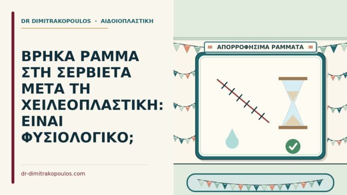 ΒΡΗΚΑ ΡΑΜΜΑ ΣΤΗ ΣΕΡΒΙΕΤΑ ΜΕΤΑ ΤΗ ΧΕΙΛΕΟΠΛΑΣΤΙΚΗ: ΕΙΝΑΙ ΦΥΣΙΟΛΟΓΙΚΟ; ράμμα στη σερβιέτα